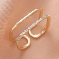 Wholesale Jewelry Simple Style Solid Color Metal Zircon Inlay Rings main image 1