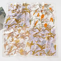 Women's IG Style Shamrock Flower Satin Printing And Dyeing Printing Flowers Silk Scarf sku image 15