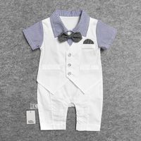 British Style Solid Color Polyester Baby Rompers main image 3
