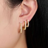 Casual Tropical Pastoral U Shape Inlay Sterling Silver Artificial Gemstones Artificial Diamond Gold Plated Earrings main image 7