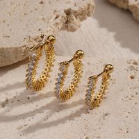 Casual Tropical Pastoral U Shape Inlay Sterling Silver Artificial Gemstones Artificial Diamond Gold Plated Earrings main image 1
