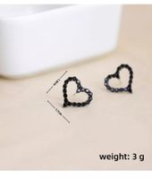 1 Pair Elegant Cute Luxurious Heart Shape Hollow Out Inlay Copper Alloy Brass Zircon 18K Gold Plated Black Plated Gun Ear Studs main image 2