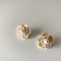 Simple Style Heart Shape Flower Bow Knot Imitation Pearl Alloy Rhinestone Irregular Women's Earrings 1 Pair sku image 76