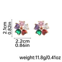 1 Pair Vacation Romantic Shiny Flower Inlay Copper Natural Stone Freshwater Pearl Zircon 18K Gold Plated Ear Studs sku image 2
