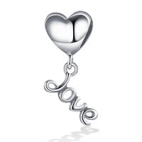 1 Piece Sterling Silver Rhodium Plated Heart Shape Polished Pendant sku image 1