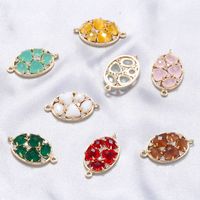 1 Piece 25.5 * 15mm Hole 1~1.9mm Brass Glass Zircon 18K Gold Plated Oval Polished Hand Connector main image 1