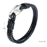 Simple Style Plaid Stainless Steel Pu Leather Knitting None Unisex Wristband main image 2
