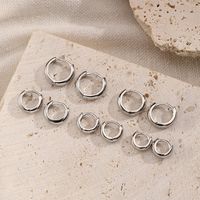 1 Pair Simple Style Roman Style Round Sterling Silver White Gold Plated Gold Plated Earrings main image 4
