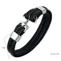 Simple Style Plaid Anchor Stainless Steel Pu Leather Leather Braid None None Couple Wristband main image 2