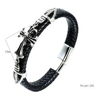 Gotisch Kreuzen Schädel Rostfreier Stahl Pu-Leder Flechten Keiner Unisex Armband main image 7