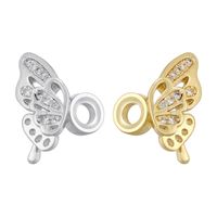 1 Pair 11.5 * Mm Hole 2~2.9mm Brass Zircon 18K Gold Plated Butterfly Polished Spacer Bars main image 3