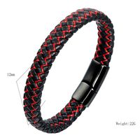 Casual Simple Style Plaid Stainless Steel Pu Leather Braid None Rhodium Plated Unisex Wristband main image 9