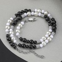 304 Stainless Steel Exaggerated Simple Style Beaded Inlay Round Zircon Necklace main image 8