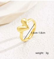 Wholesale Vintage Style Pastoral Simple Style Heart Shape Solid Color Copper 18K Gold Plated Open Rings main image 2