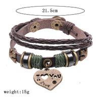 Vintage Style Romantic Classic Style Letter Heart Shape Alloy Leather Layered Hollow Out Unisex Wristband main image 2