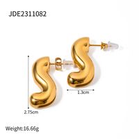 1 Pair IG Style S Shape 316 Stainless Steel  18K Gold Plated Ear Studs sku image 2