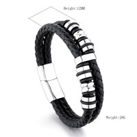 Simple Style Circle Plaid Stainless Steel Pu Leather Braid None 18K Gold Plated Unisex Wristband main image 7