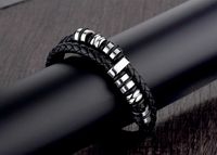 Simple Style Circle Plaid Stainless Steel Pu Leather Braid None 18K Gold Plated Unisex Wristband main image 6