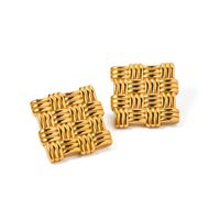 1 Pair IG Style Square 316 Stainless Steel  18K Gold Plated Ear Studs main image 6