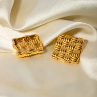 1 Pair IG Style Square 316 Stainless Steel  18K Gold Plated Ear Studs main image 5