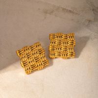 1 Pair IG Style Square 316 Stainless Steel  18K Gold Plated Ear Studs main image 3