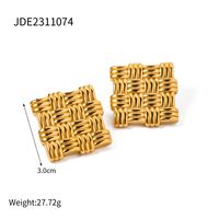 1 Pair IG Style Square 316 Stainless Steel  18K Gold Plated Ear Studs sku image 1
