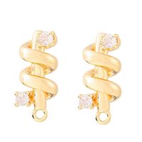 1 Pair 7 * 16mm Copper Zircon 18K Gold Plated White Gold Plated Spiral Polished Earring Findings main image 9