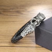 Cool Style Animal Jaguar Stainless Steel Pu Leather Braid None None Unisex Wristband main image 4