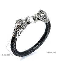 Cool Style Animal Jaguar Stainless Steel Pu Leather Braid None None Unisex Wristband main image 6