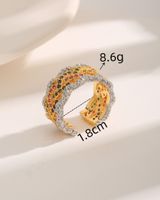 Wholesale Glam Shiny Geometric Copper Inlay 18K Gold Plated Zircon Open Rings main image 2
