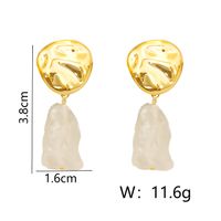 1 Pair Simple Style British Style Irregular Natural Stone Copper 18K Gold Plated Drop Earrings sku image 1