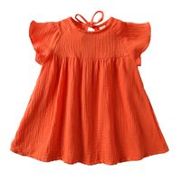 Cute Solid Color Cotton And Linen Girls Dresses main image 2