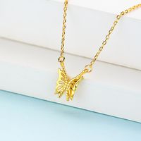 Sterling Silver 18K Gold Plated Simple Style Butterfly Hollow Out Necklace main image 4