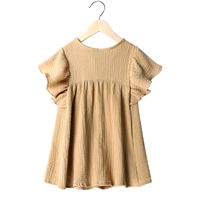 Casual Solid Color Cotton And Linen Girls Dresses sku image 1