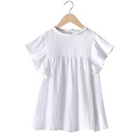 Casual Solid Color Cotton And Linen Girls Dresses sku image 8