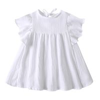 Casual Solid Color Cotton And Linen Girls Dresses main image 2