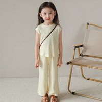 Casual Solid Color Polyester Girls Clothing Sets main image 3