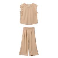 Casual Solid Color Polyester Girls Clothing Sets sku image 13