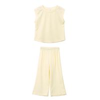 Casual Solid Color Polyester Girls Clothing Sets sku image 2