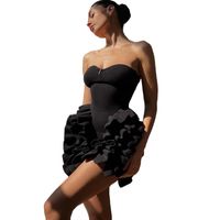 Women's Regular Dress Streetwear Strapless Lettuce Trim Sleeveless Solid Color Above Knee Daily main image 3