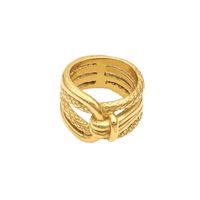 Stainless Steel 18K Gold Plated Retro Geometric Rings sku image 2