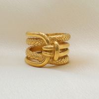 Stainless Steel 18K Gold Plated Retro Geometric Rings main image 3