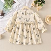 Simple Style Bear Printing Bear Cotton Blend Girls Dresses main image 4