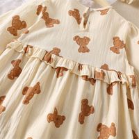 Simple Style Bear Printing Bear Cotton Blend Girls Dresses main image 8