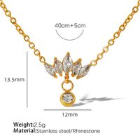 Titanium Steel 18K Gold Plated Elegant Shiny Crown Inlay Rhinestones Pendant Necklace main image 2