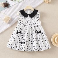 Cute Bow Knot Bowknot Cotton And Linen Blend Girls Dresses sku image 1