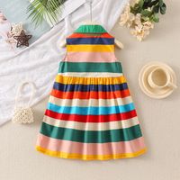 Cute Tie Dye Simple Lines Pleated Ruched Cotton Blend Girls Dresses main image 2
