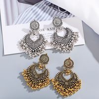 1 Pair IG Style Retro Geometric Tassel Hollow Out Alloy Drop Earrings main image 1