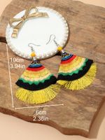 1 Pair Hawaiian Vacation Ethnic Style Sector Color Block Embroidery Tassel Cloth Drop Earrings main image 2