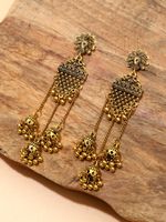 1 Pair IG Style Retro Flower Tassel Hollow Out Alloy Drop Earrings main image 4